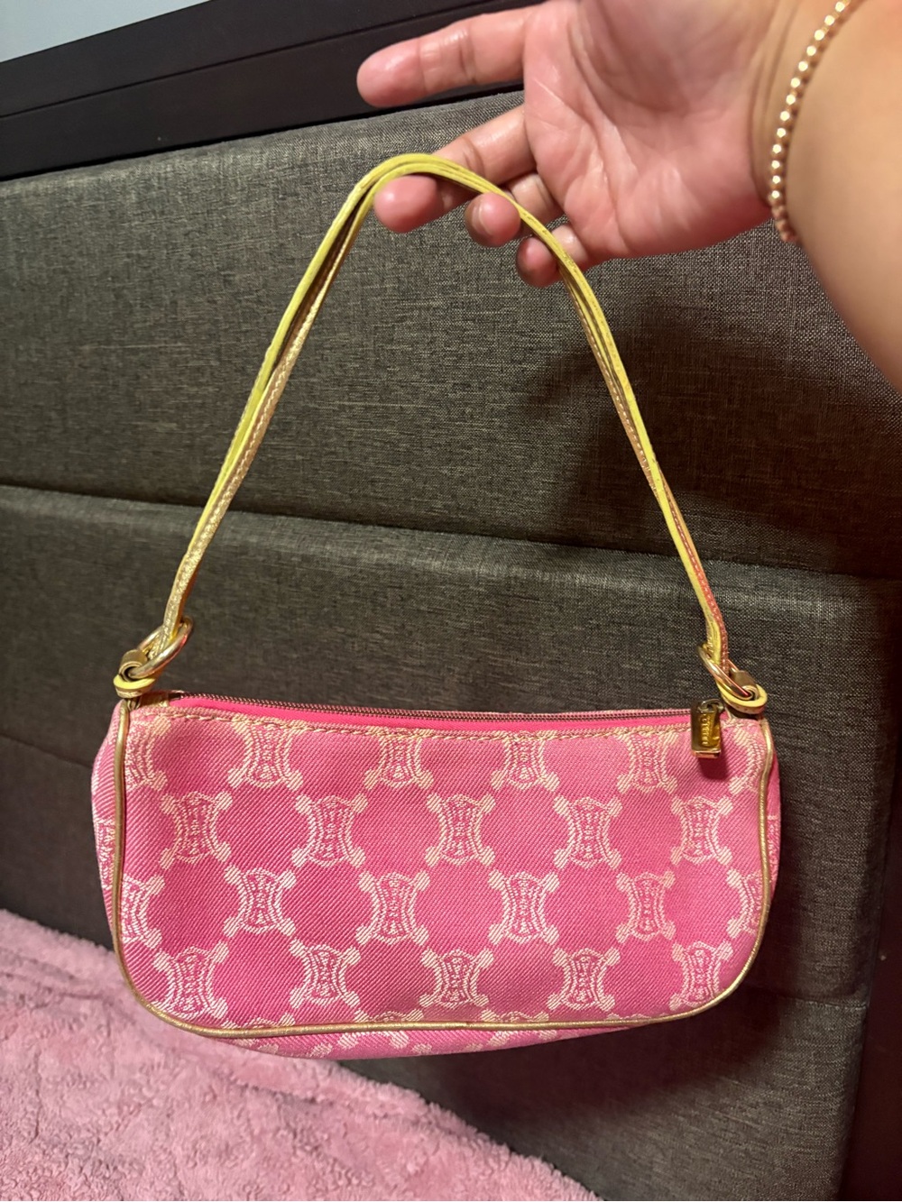 Celine Pink Macadam Pochette bag